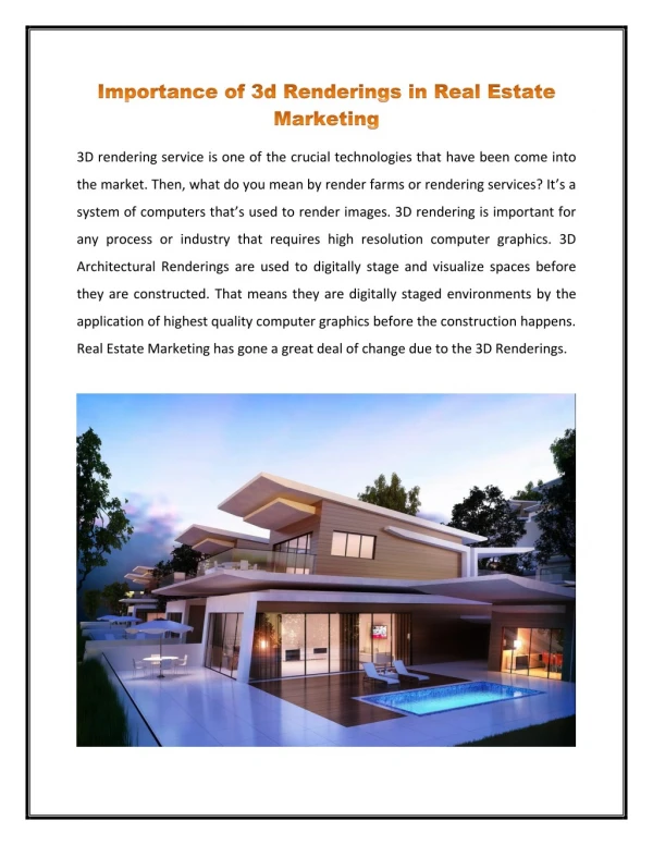 Importance of 3d Renderings in Real Estate Marketing