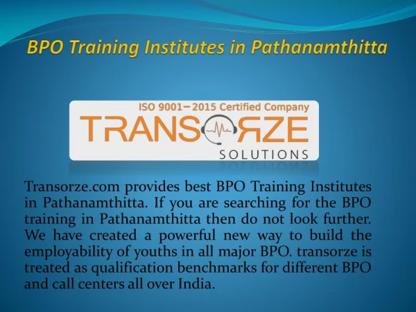 BPO Training Institutes in Pathanamthitta
