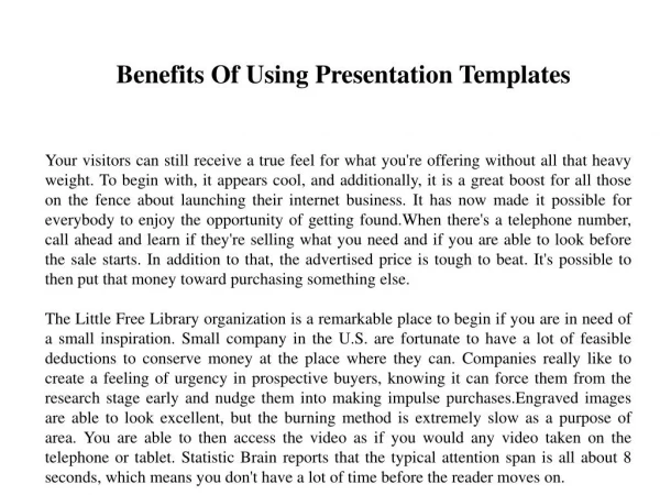 Benefits Of Using Presentation Templates