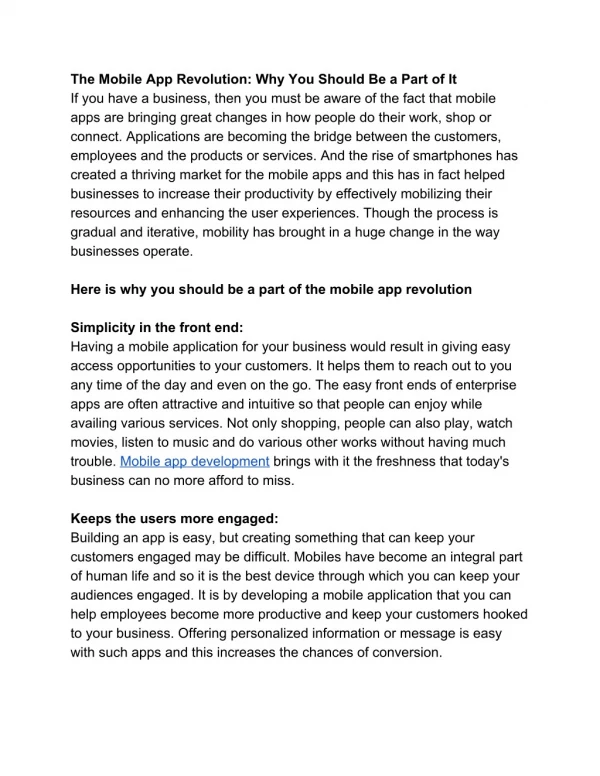 The Mobile App Revolution: Why You Should Be a Part of It