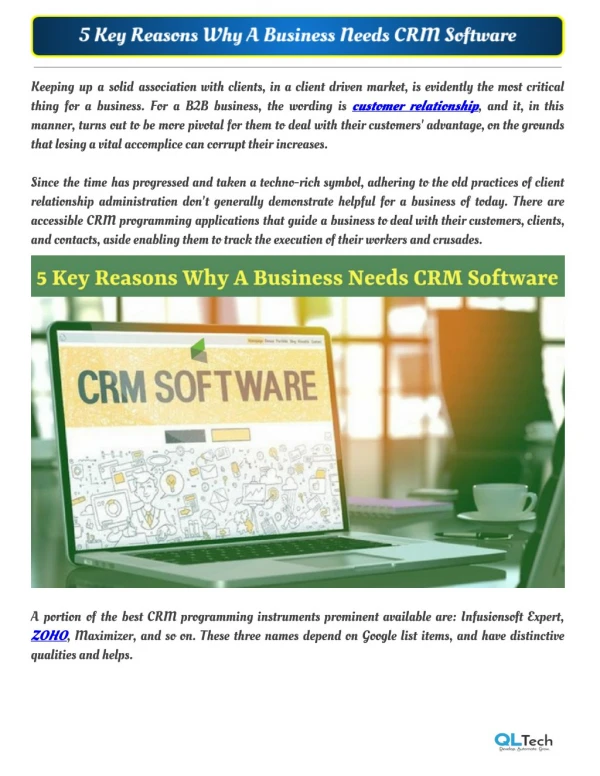 5 Key Reasons Why A Business Needs CRM Software