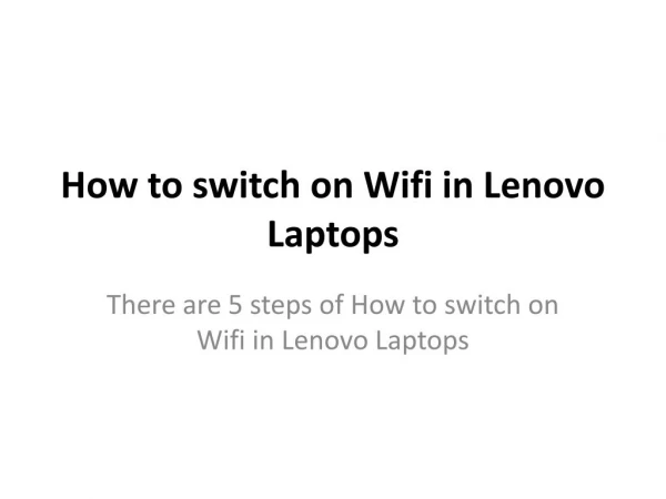 How to Enable wifi in Lenovo Laptops