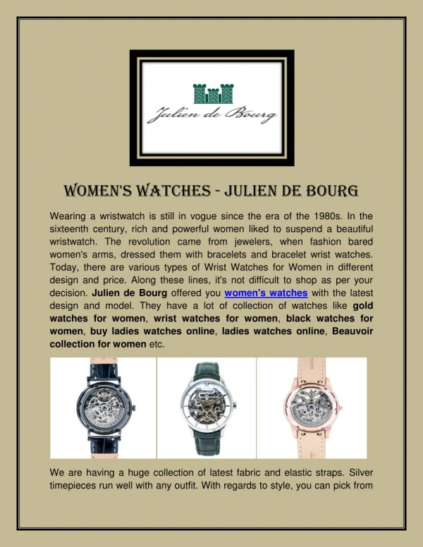 Ladies Watches - Julien de Bourg