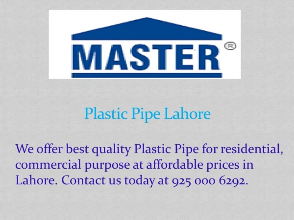 Plastic Pipe Lahore