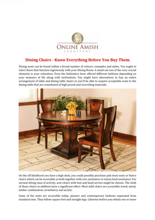 Dining Chairs - Know Everything Before You Buy Them
