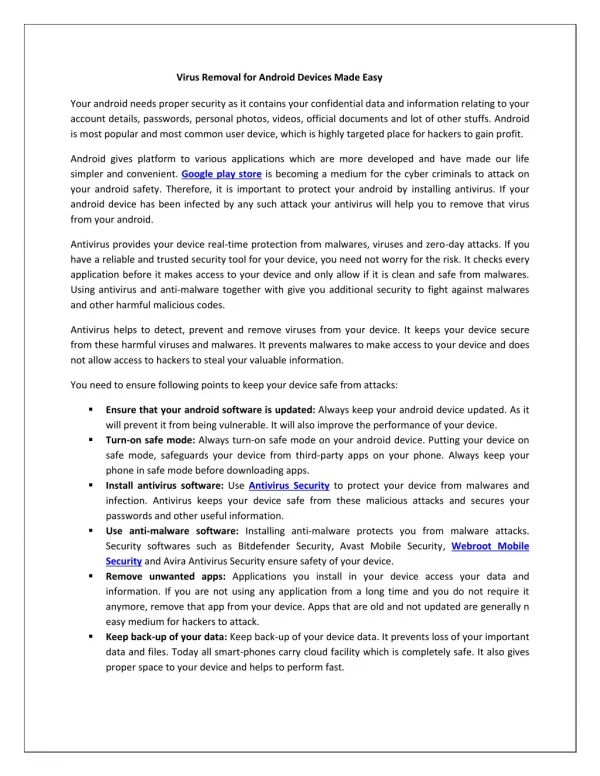 Virus Removal for Android Devices Made Easy