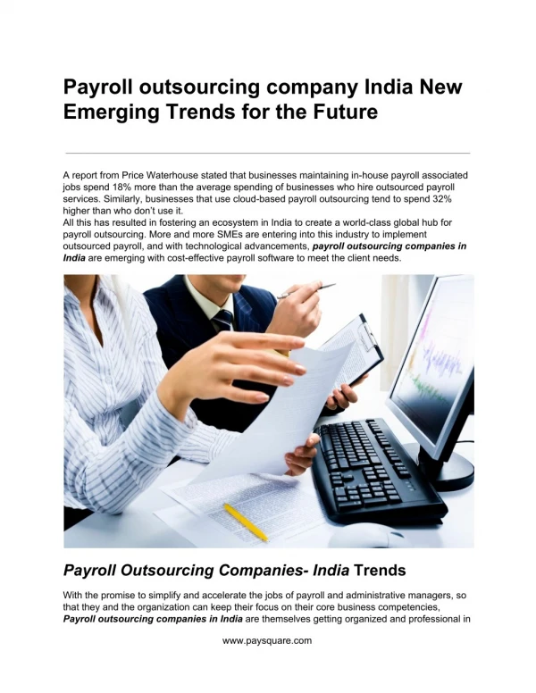 Payroll outsourcing company India New Emerging Trends for the Future