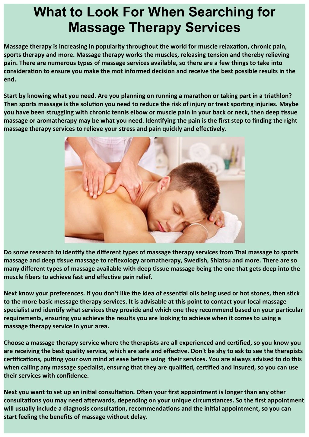 what to look for when searching for massage