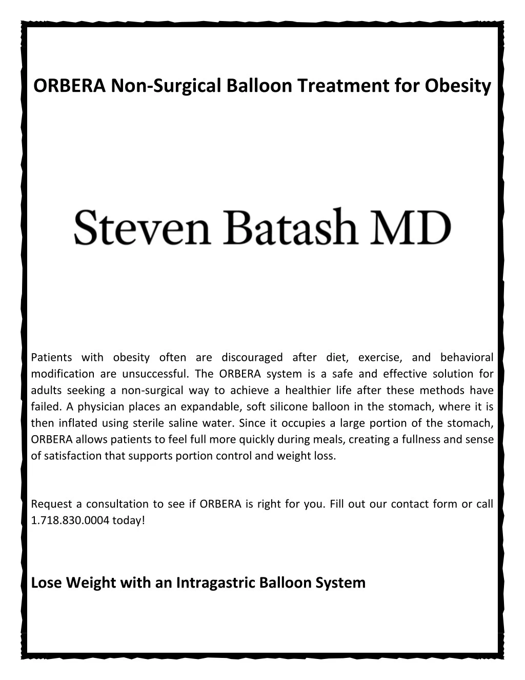 orbera non surgical balloon treatment for obesity