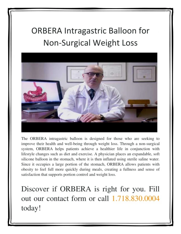 ORBERA Intragastric Balloon for Non-Surgical Weight Loss