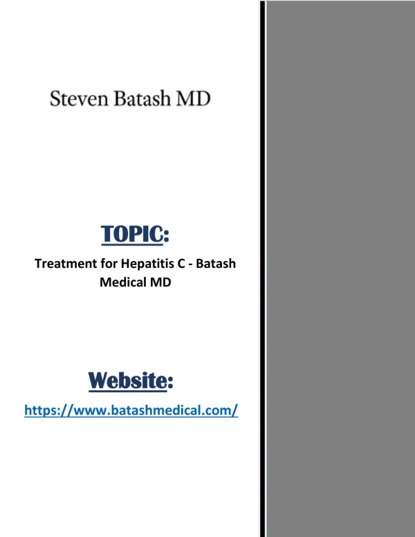 Treatment for Hepatitis C | Batash Medical MD