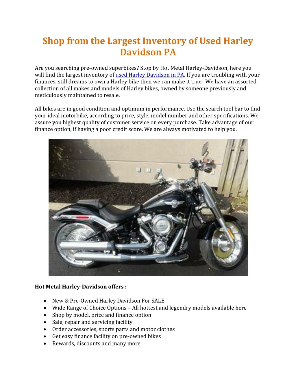 shop from the largest inventory of used harley