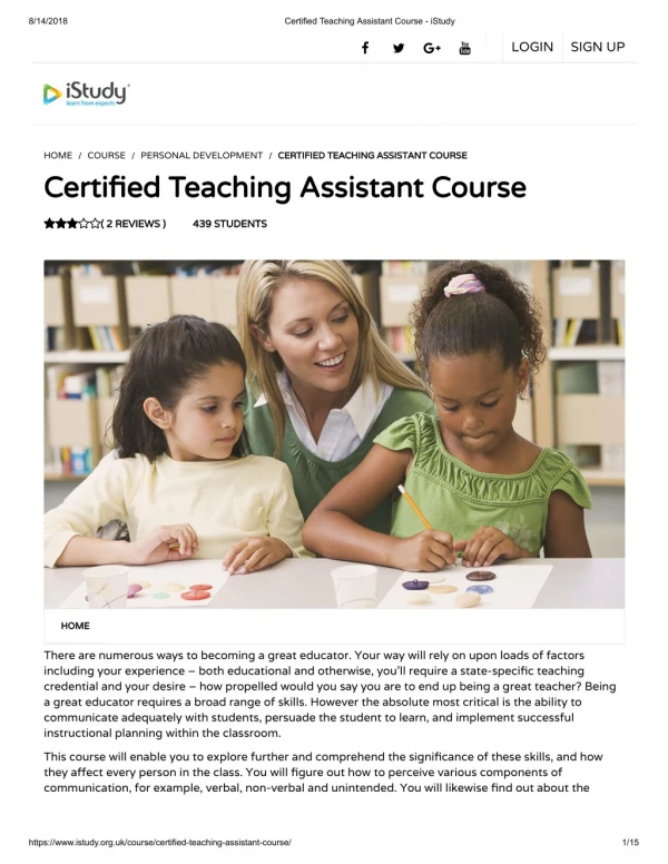 Certified Teaching Assistant Course - istudy
