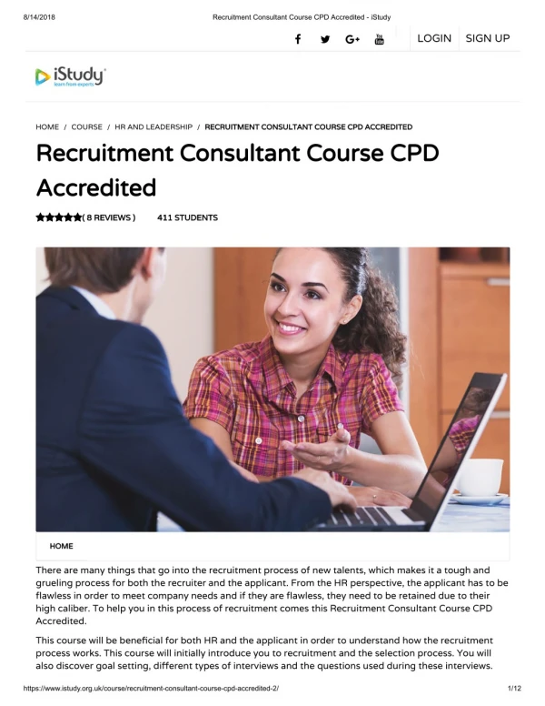 Recruitment Consultant Course CPD Accredited - istudy