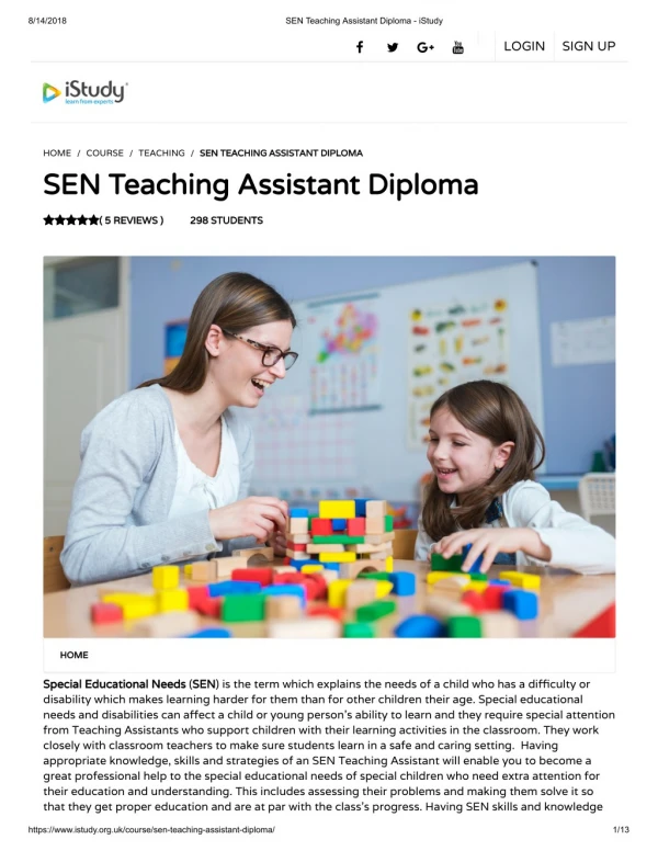 SEN Teaching Assistant Diploma - istudy
