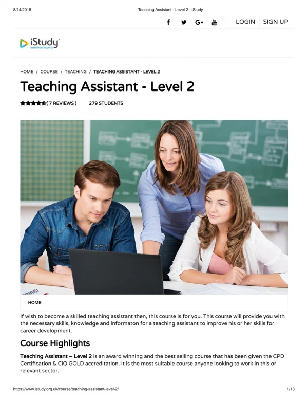 Teaching Assistant - Level 2 - istudy