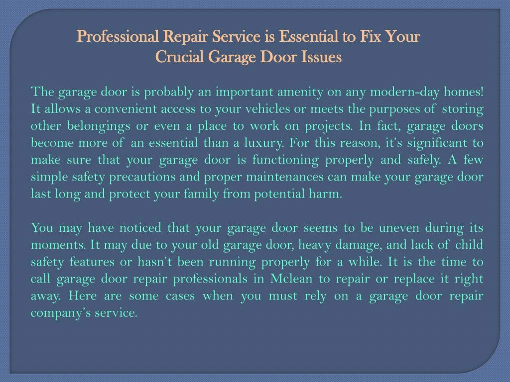 professional repair service is essential