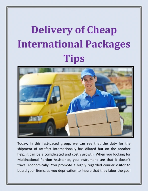 Delivery of Cheap International Packages Tips
