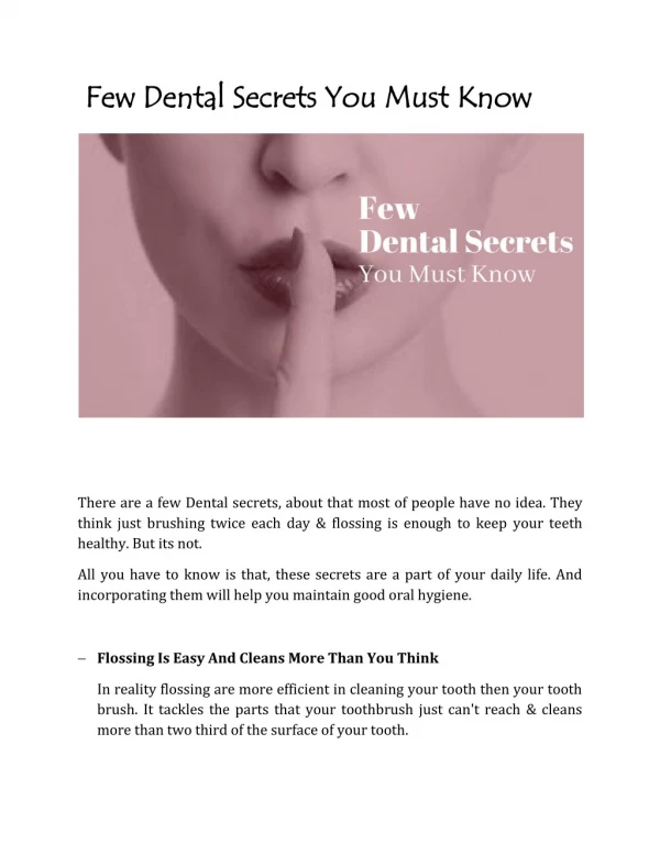 Few Dental Secrets You Must Know