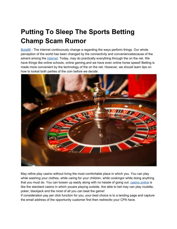 Putting To Sleep The Sports Betting Champ Scam Rumor
