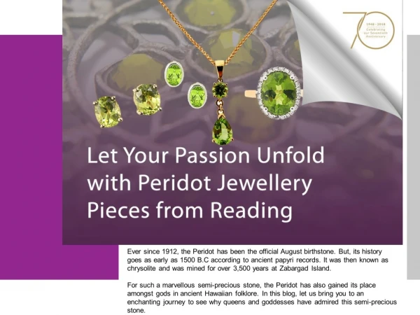 Let Your Passion Unfold with Peridot Jewellery Pieces from Reading