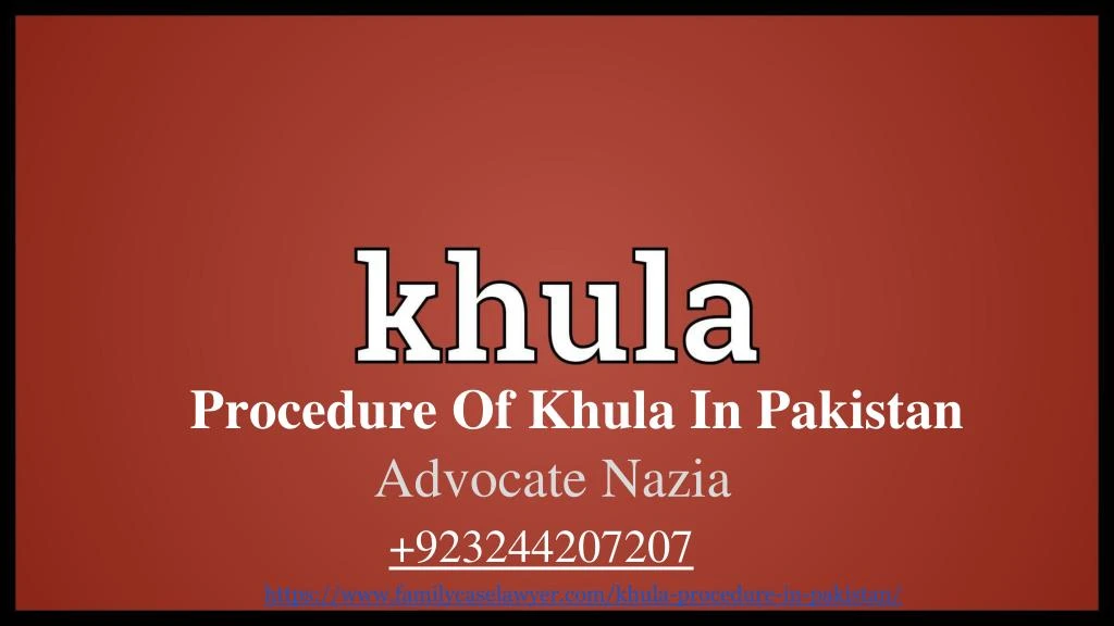 procedure of khula in pakistan
