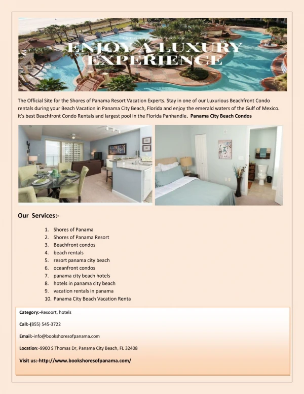 Panama Resort - Panama City Beach Vacation Rentals and Book Oceanfront condos.