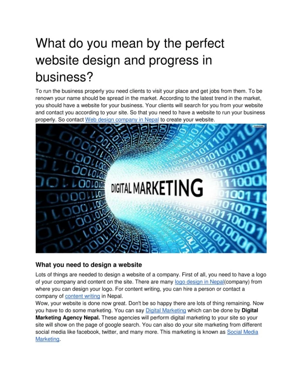 What do you mean by the perfect website design and progress in business_