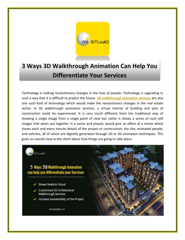 Differentiate Your Services with 3D Walkthrough Animation