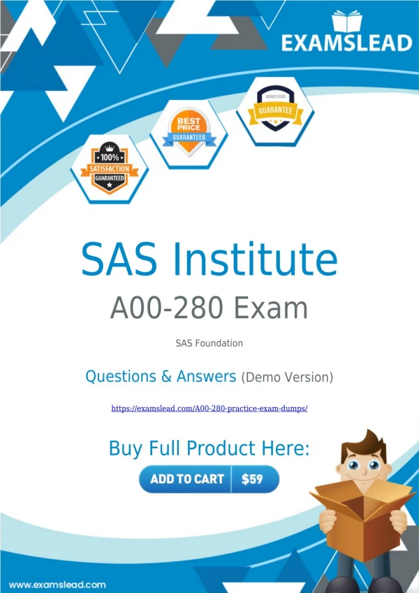 Best A00-280 Dumps to Pass SAS Foundation A00-280 Exam Questions