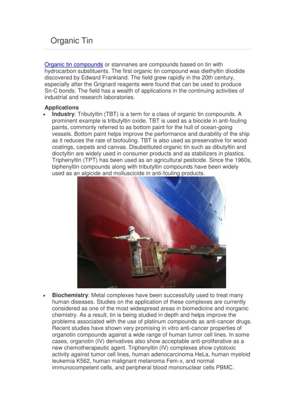 organic tin compounds