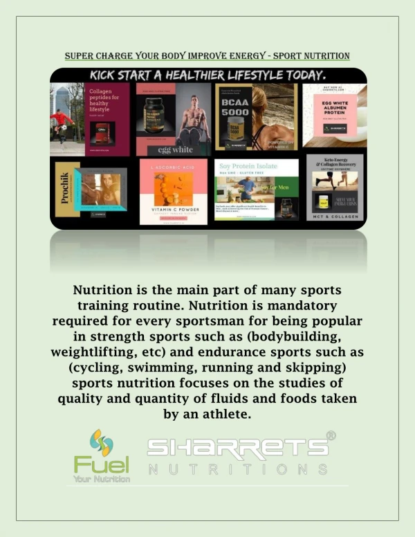 Super Charge Your Body Improve Energy - Sport Nutrition