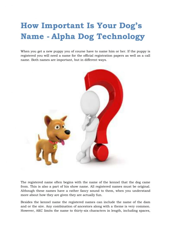 How Important Is Your Dog’s Name - Alpha Dog Technology