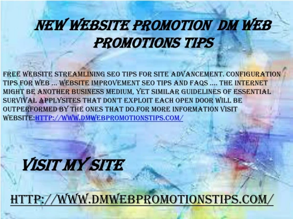 new website promotion dm web promotions tips