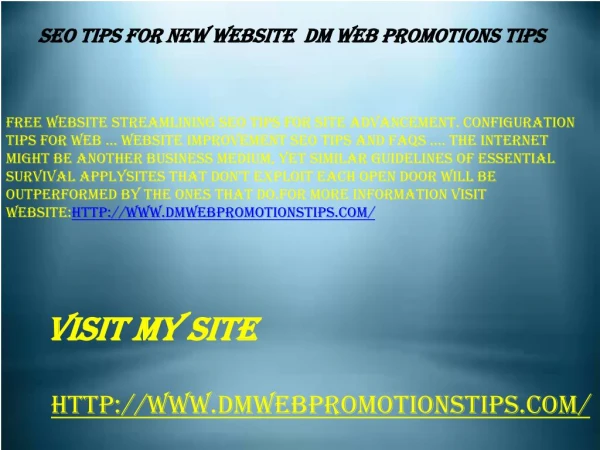 seo tips for new website dm web promotions tips