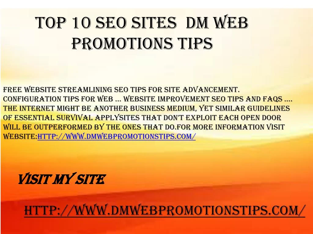 top 10 seo sites dm web promotions tips