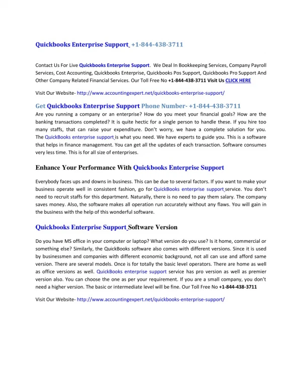 Quickbooks Enterprise Support 1-844-438-3711