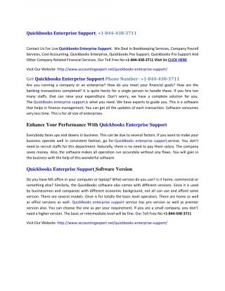 Quickbooks Enterprise Support 1-844-438-3711 - slide 1