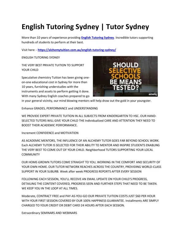 English Tutoring Sydney | Tutor Sydney