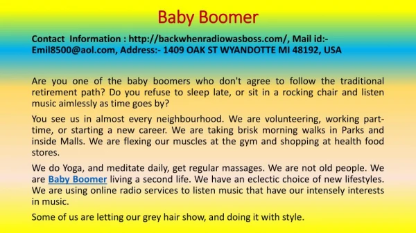 The Baby Boomer Lifestyle - What Is It?