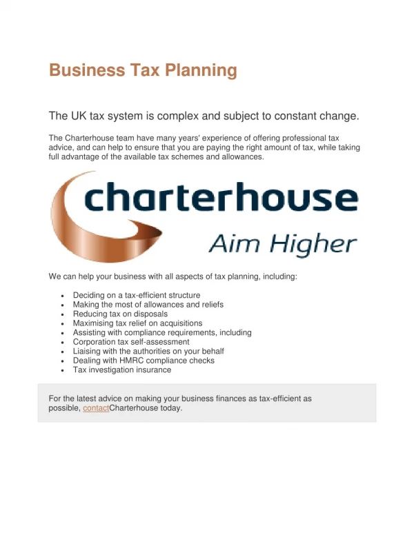 Business Tax Planning