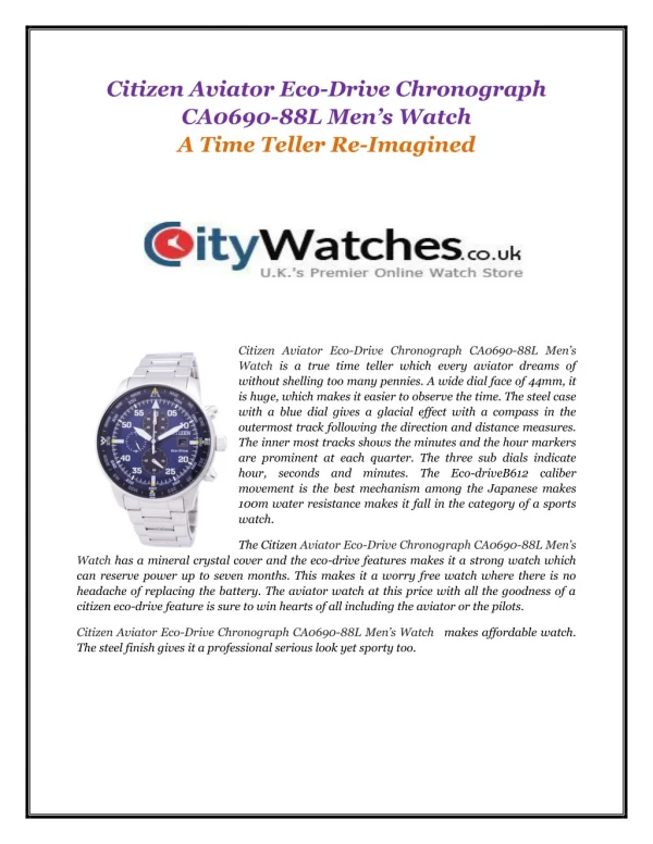 Citizen Aviator Eco-Drive Chronograph CA0690-88L Men’s Watch