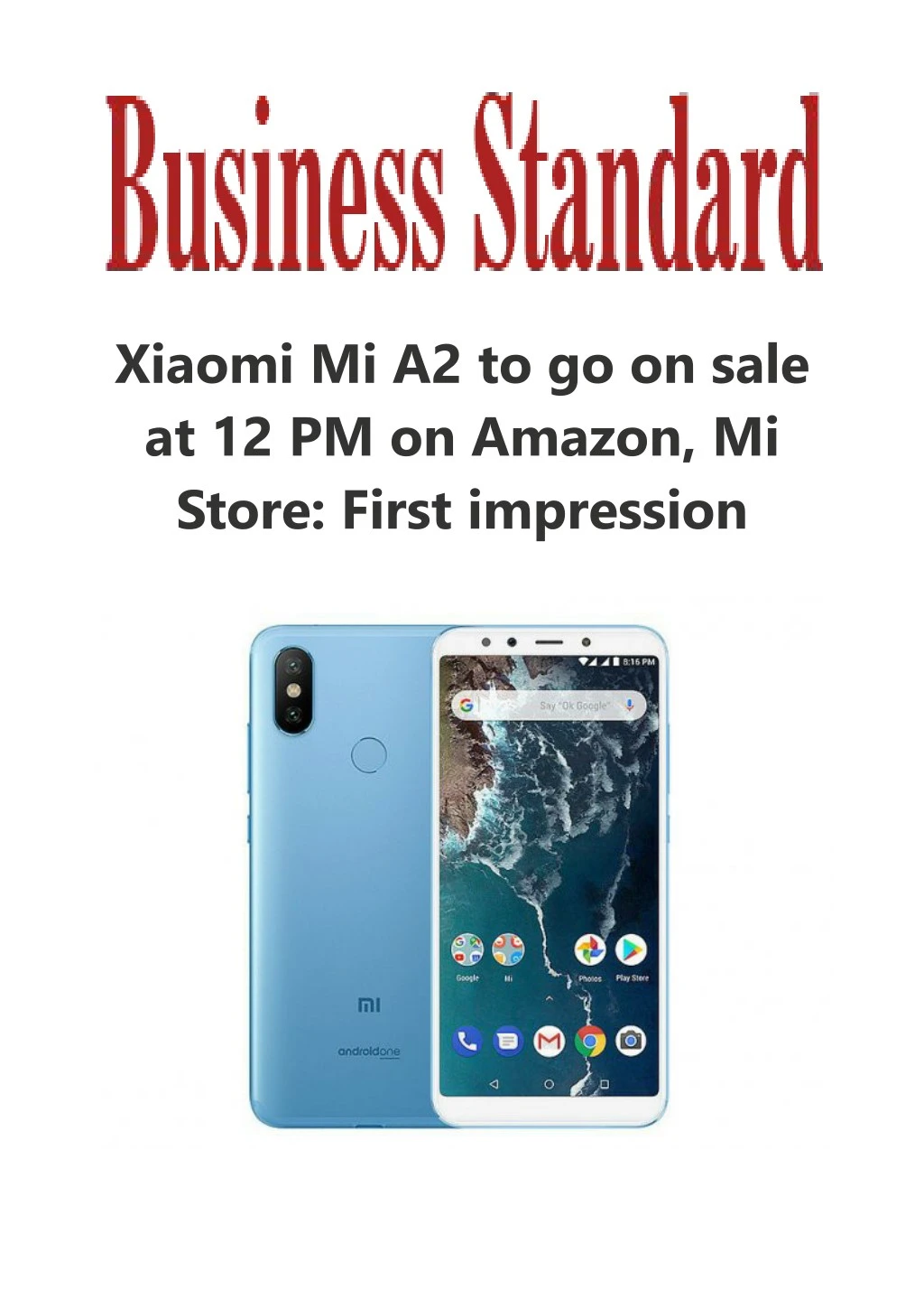 xiaomi mi a2 to go on sale at 12 pm on amazon