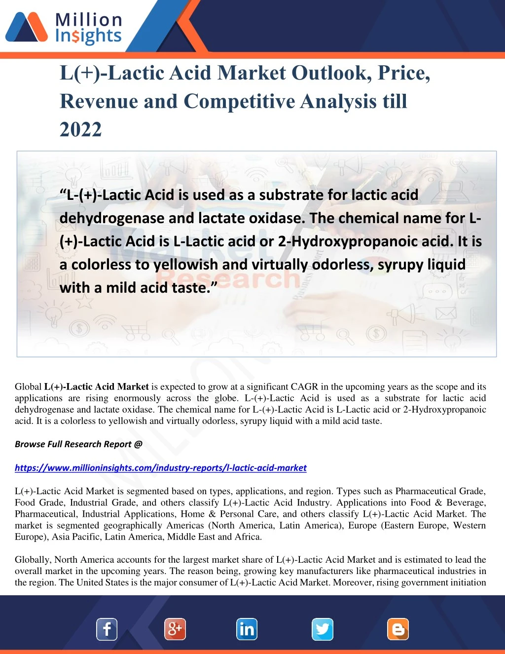 l lactic acid market outlook price revenue