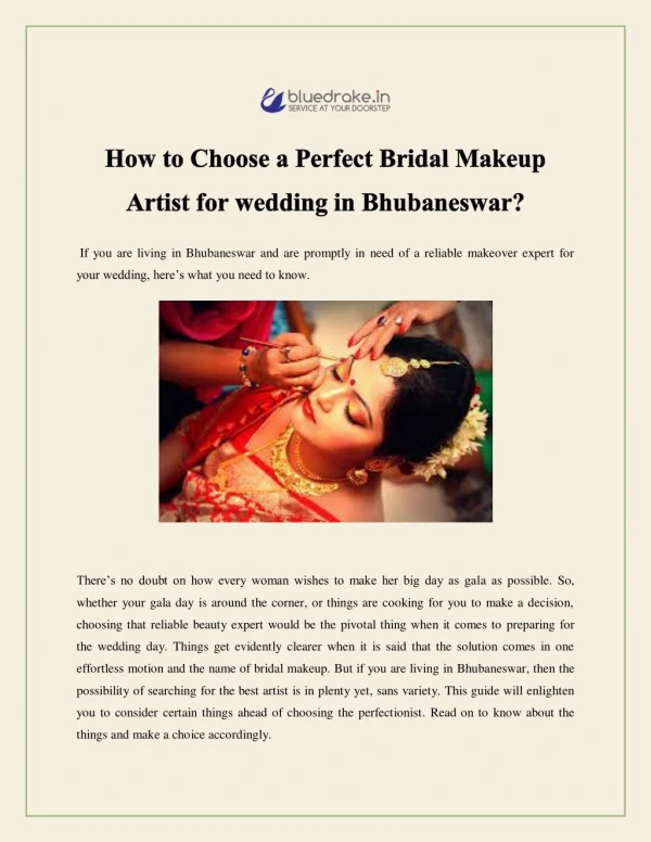 How to Choose a Perfect Bridal Makeup Artist for wedding in Bhubaneswar?