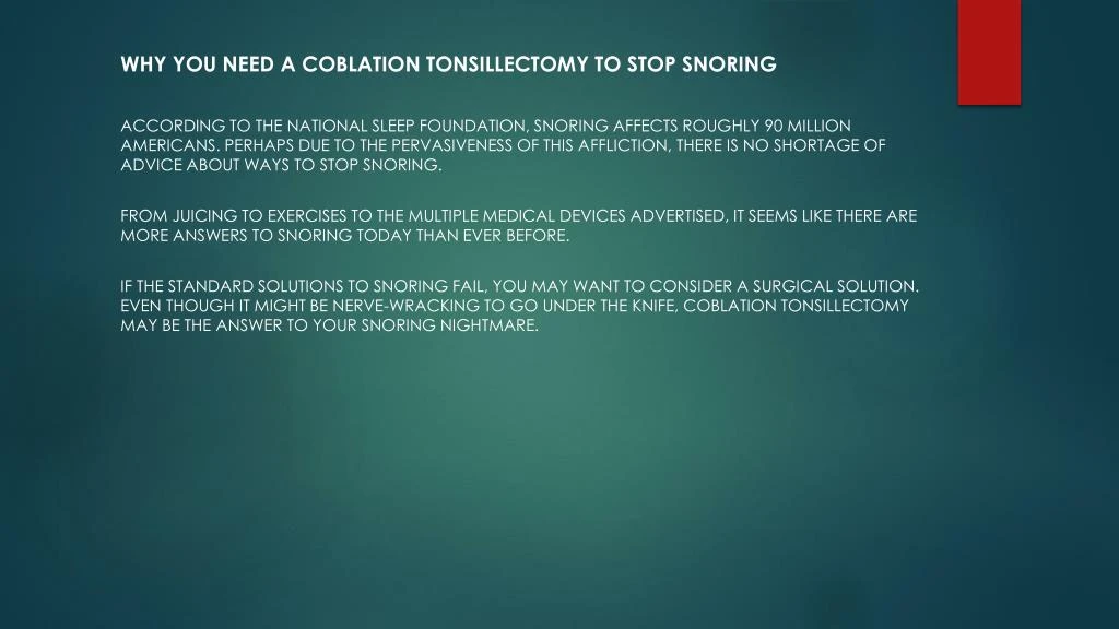 why you need a coblation tonsillectomy to stop