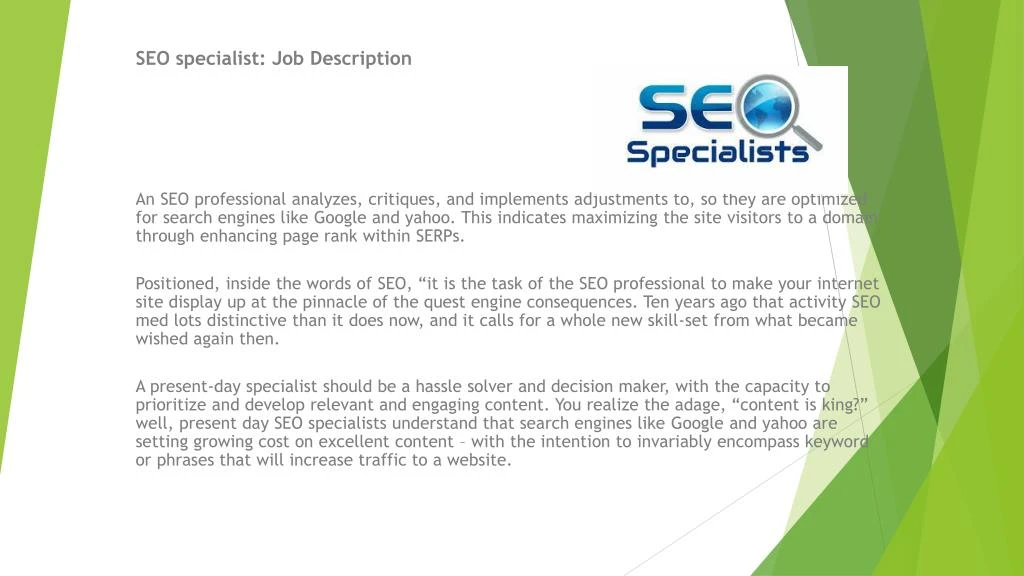 seo specialist job description