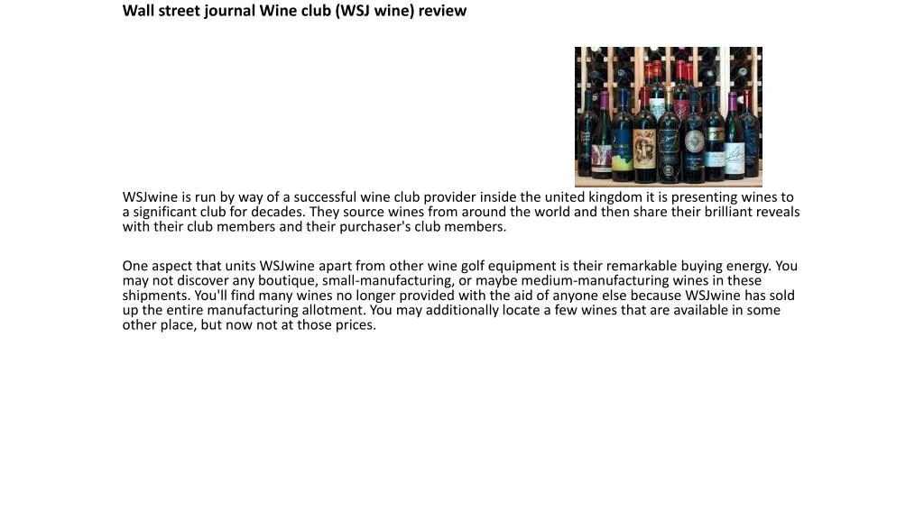 wall street journal wine club wsj wine review