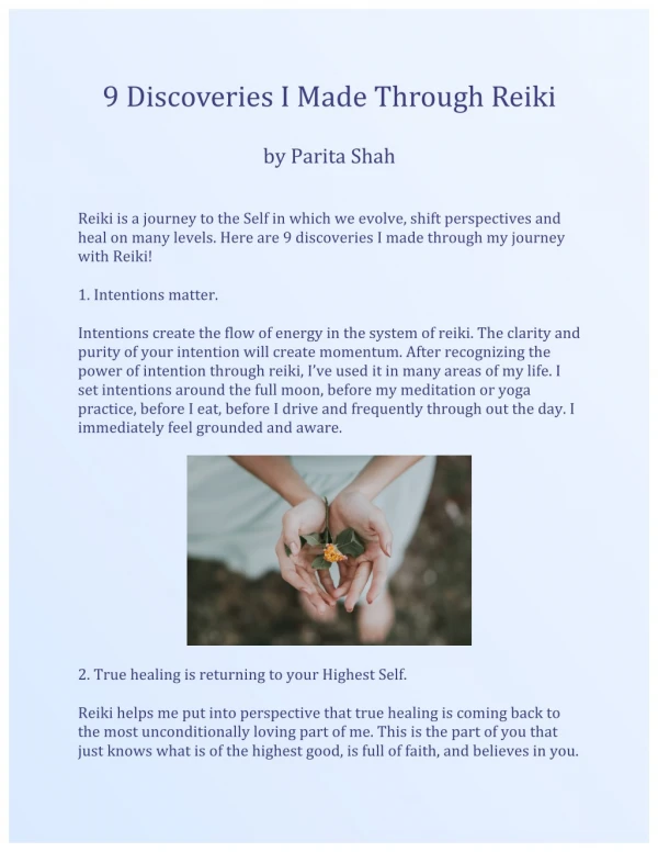 Integrated Energy Therapy, Reiki Healing - Parita Shah Healing