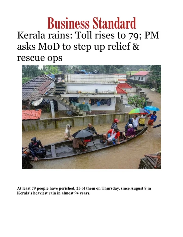 Kerala rains: Toll rises to 79; PM asks MoD to step up relief & rescue ops 